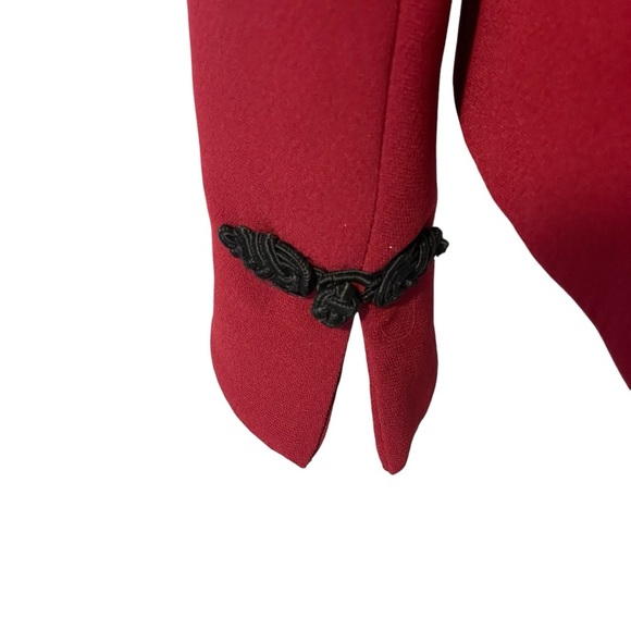 Zoey Women’s Red With Black Frog Toggle Closure Dressy Blazer Jacket Sz 10 - Picture 9 of 10